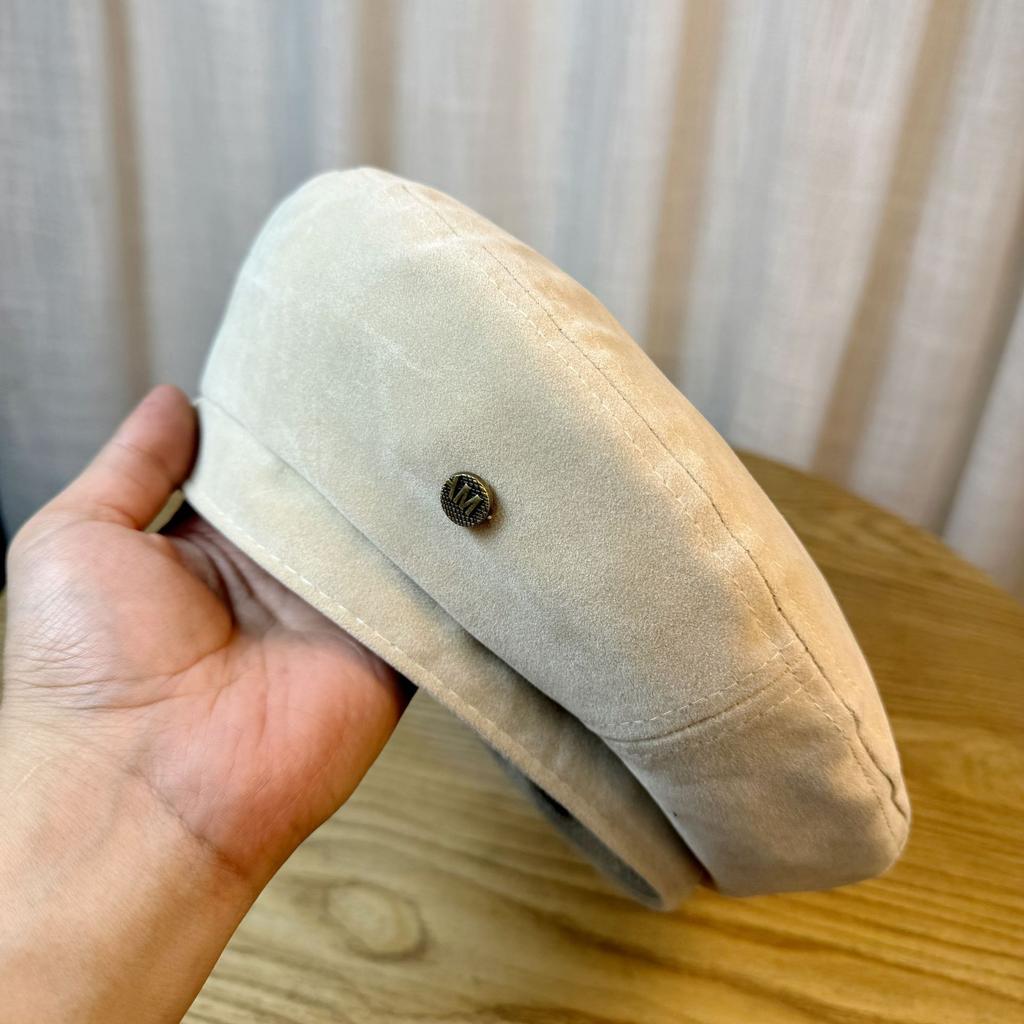 Beretă literară coreeană pentru fete, toamnă și iarnă, beretă retro la modă din piele întoarsă, maro, pălărie de pictor