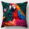 4-piece Colorful Parrot and Floral Print Pillowcase Set, Suitable for Room, Bedroom and Sofa Decoration (insert Not Included)
