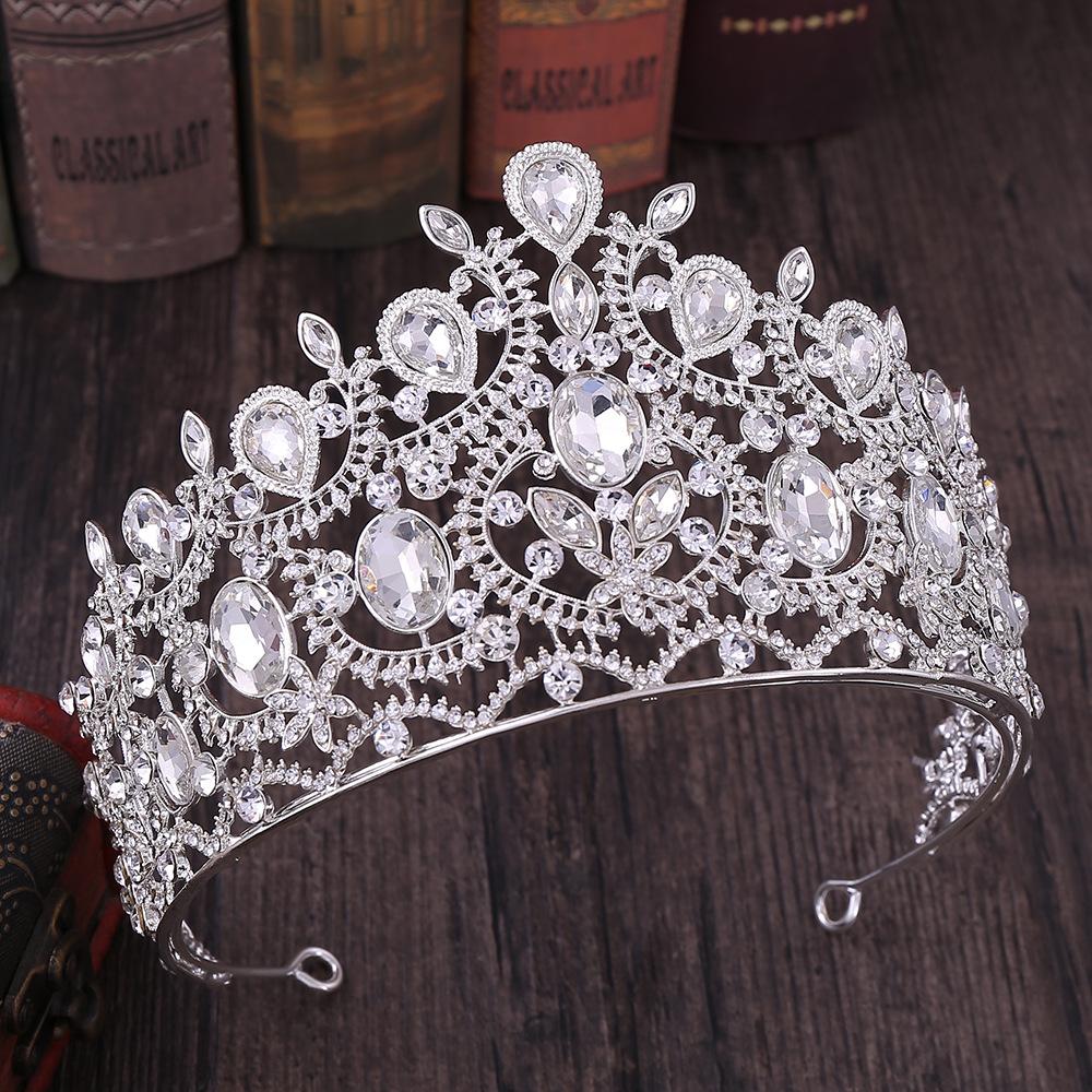 Baroque Large Crown with Rhinestones, Tiara, Bridal Jewelry