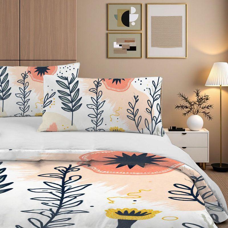 3Pc Bedding Pillowcase Quilt Cover Set White Background Flat Plant 2D Digital Printing Suitable For Bedroom Dormitory Decoration