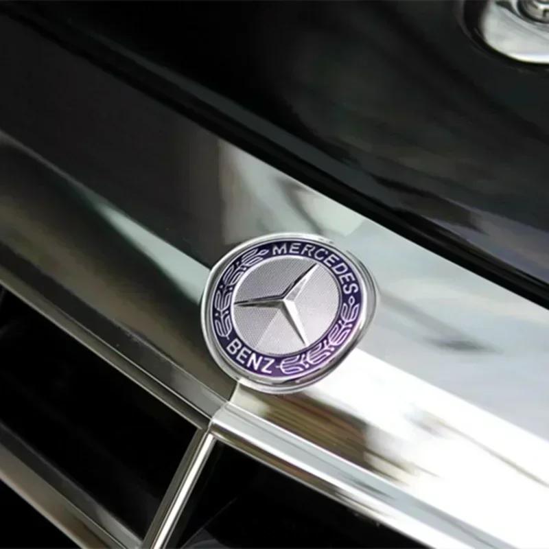 HGQ5 Car Front Engine Hood Emblem 42mm-Curved 38mm-Flat ABS Badge for Mercedes Benz C Class E Class C200 E260 E300L S400L Label