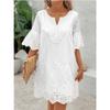 BITCED Fashion Solid Color Print 3/4 Sleeves V-Neck  Casual Dresses