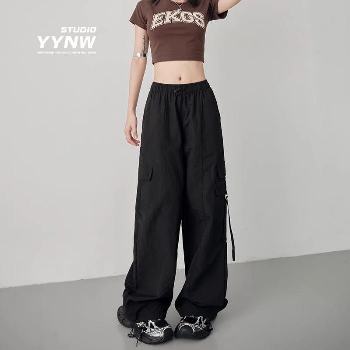 

Острые девчонки Брюки карго с высокой талией и эффектом похудения - Женские маленького роста, Быстросохнущие, Повседневные с широкими штанинами для Весны 2025. L