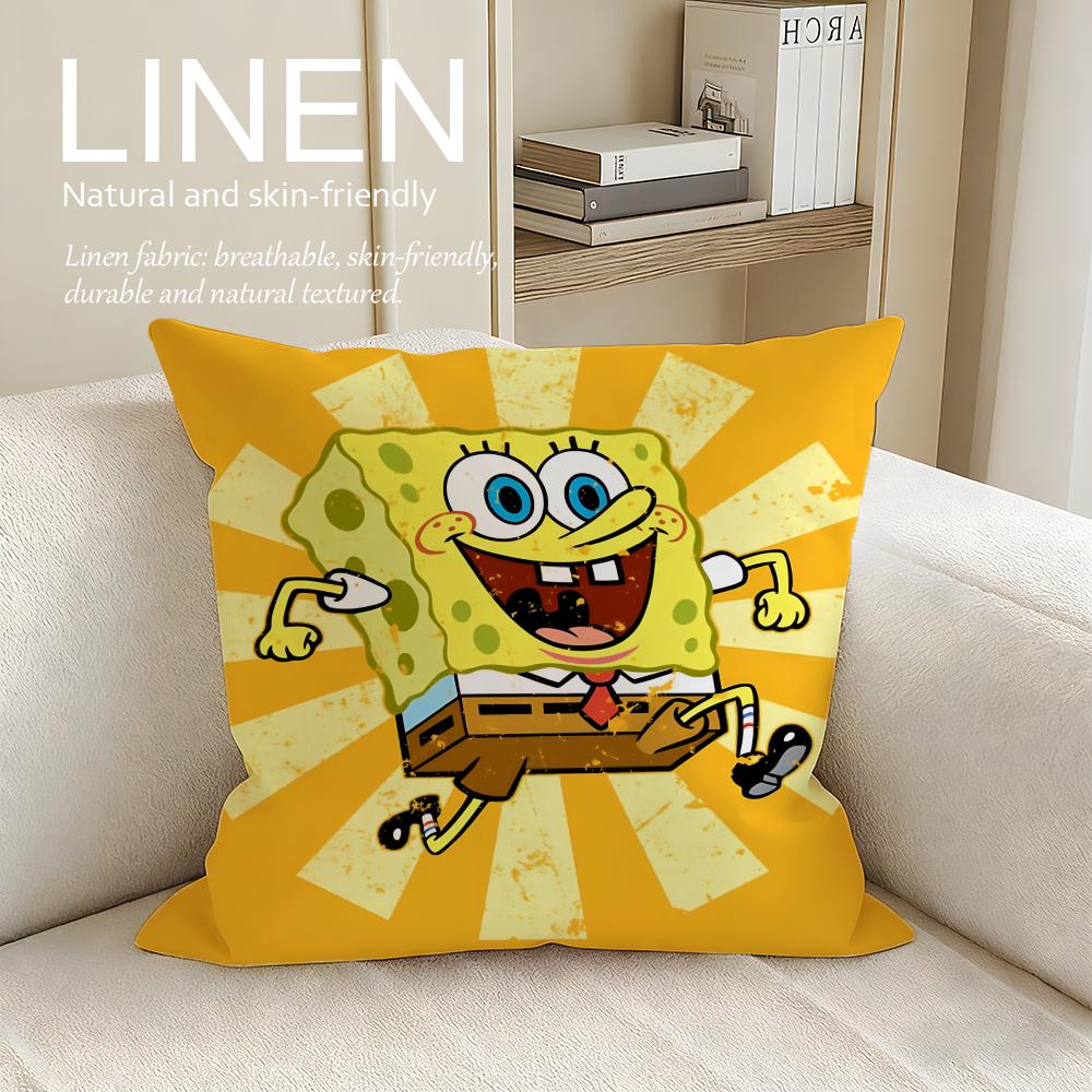 Cute Yellow Sponge Guy Cushion Cover Pillowcase Set Pcs x x Breathable Washable Sofa Cushion Cover