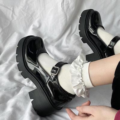 Damskie Mary Jane College-Style Slim Leather High Heels z Grubą Podeszwą - Lolita JK Uniform Shoes
