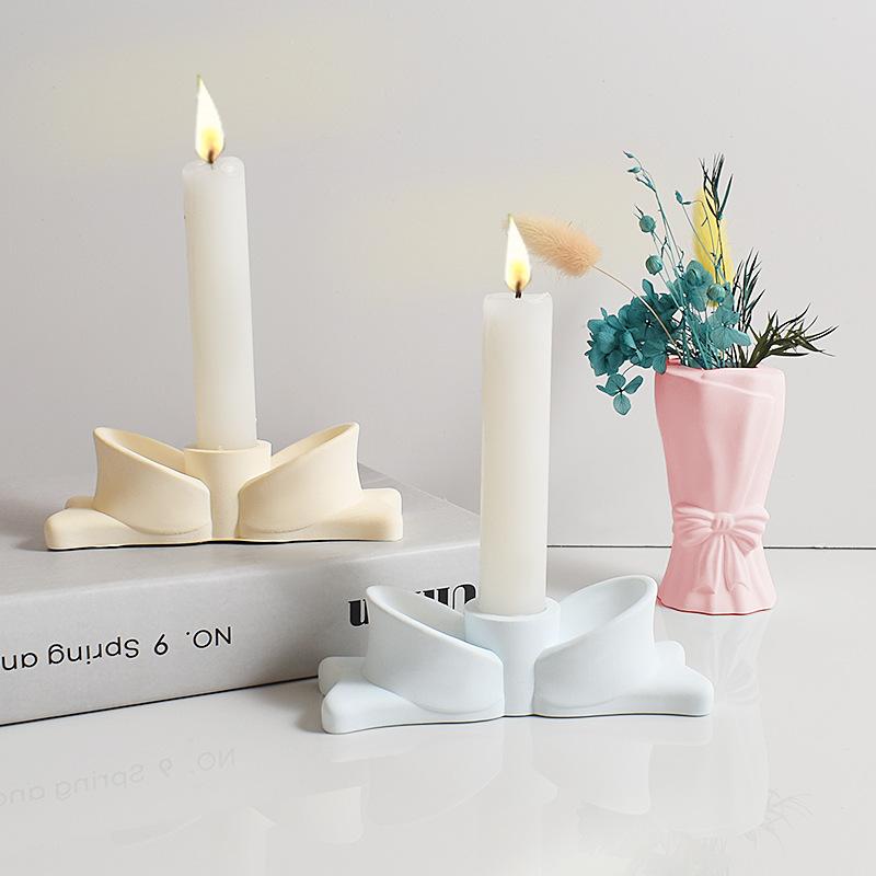 DIY Kerzenhalter Silikonform Schleifenform Tropfkleber Gipsform Handgefertigte Duftkerzenständer Basis Silikonform