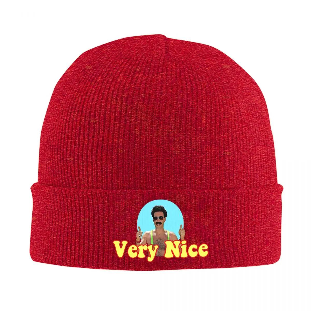 Borat Very Nice Digital Artwork Warm Knitted Cap Winter Knit Bonnet Hat Skullies Beanies Hip Hop Caps for Unisex One Size