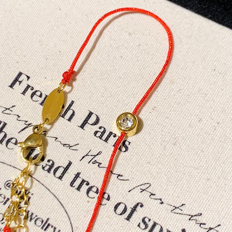 Women's 2024 Minimalist Diamond Beaded Bracelet - Exquisite Red Rope Jewelry