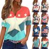 Women's T Shirt Tee Print Button Short Sleeve Daily Weekend Fashion Basic V- Neck Regular Top