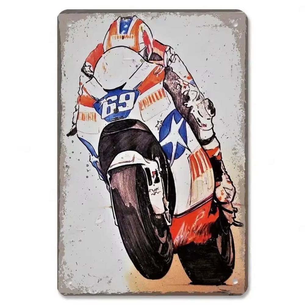 Vintage Metal Tin Signs Motor Sports Posters Decor Motorcycle Racing Retro Metal Plaque Wall Art Decor for Garage Bar
