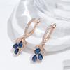 Kienl New  Rose Gold Color Long Earring For Women Vintage Blue Natural Zircon Flower Drop Earring High Quality Daily Jewelry