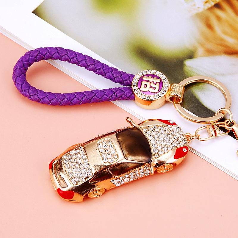 Full Rhinestone Crystal Car Shape Design Keychains For Women's Bags Decoration Bag Charm