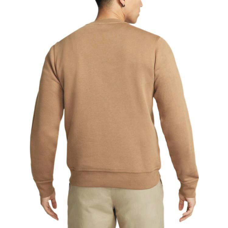 Nike Bluza męska z haftowanym logo, okrągłym dekoltem, jasnobrązowa 916609-258