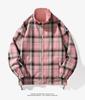 Men's Casual Double-Sided Plaid Patchwork Jacket - Stand Collar, Versatile Spring/Autumn Outerwear in American and Japanese Style