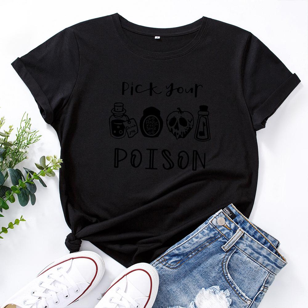 Women s Pure Cotton Loose Round Neck Short Sleeve Fashion Printing T-Shirts Women’s S