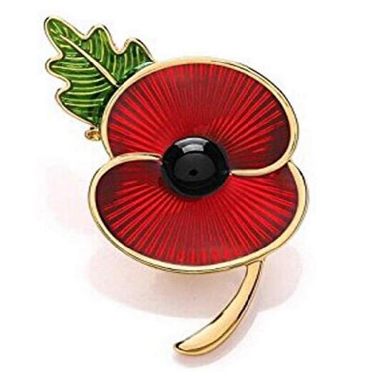 Rhinestone Enamel Poppy Flower Brooch Pin Ornament