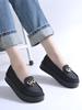 Shoetopia Womens Platform Loafers | Stylish Slip-On Casual Shoes with Metal Detail | Comfortable Everyday Footwear Flats