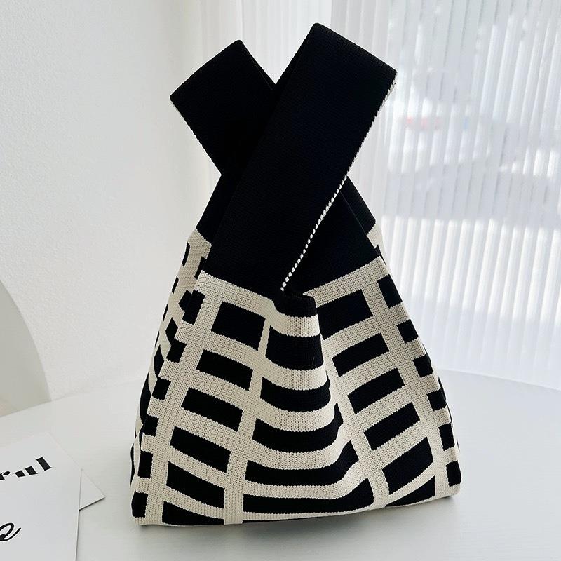 Square Rhombus Rhombus Stripe Geometric Knitted Gift Bag Handbag Handbag Handbag Tote Bag
