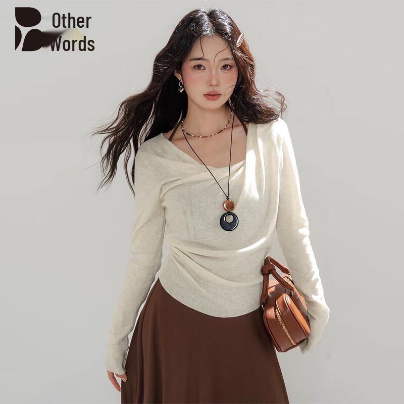 

Women s Off-Shoulder Cowl Neck Long Sleeve Crop Top S