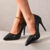 New Patent Leather Pointed Toe Stiletto Heel Shoes, Luxury Elegant Women's Pumps, Size 34-43