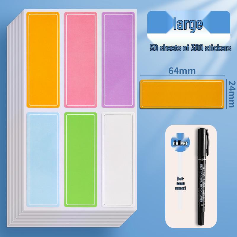 Waterproof Self-Adhesive Name Labels and Colorful Sticky Notes