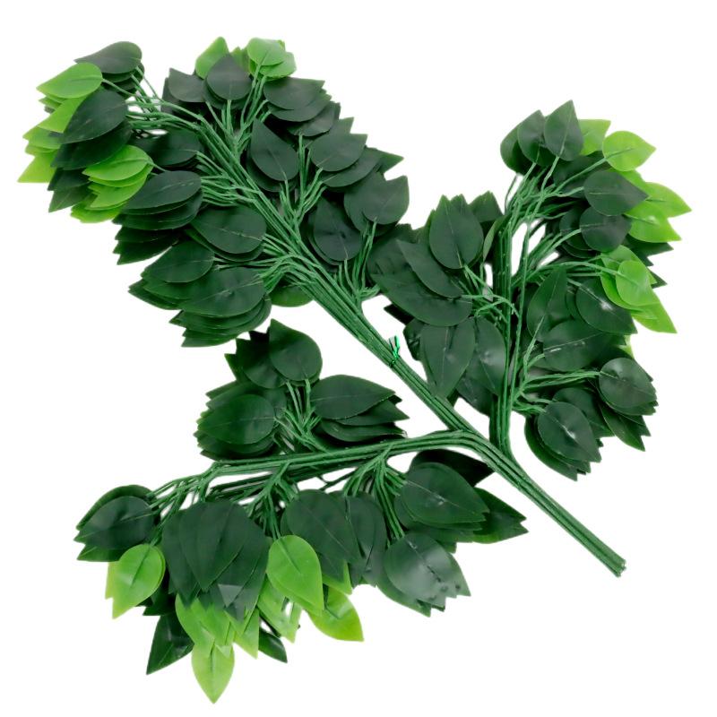 Simulated Banyan Tree Leaves Branches Fake Trees Garden Decoration Leaves 12 Pieces Glued Color Printed Large Simulated Plants
