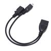 2 In 1 Micro Usb Otg Data  Cable Host  Splitter Can Be Externally Powered For Mobile Phone Tablet Compatible For Android Windows