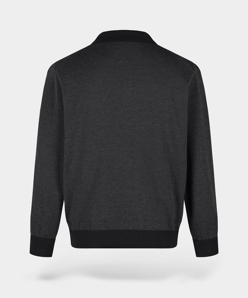 BIRBANTE Soft Washable Two-Tone Collared Knit - Black
