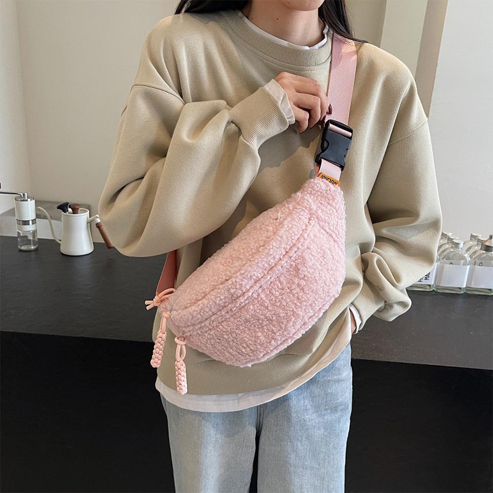 Winter Fleece Sherpa Shoulder Crossbody Bags Autumn Mini Belt Chest Bag Women Trendy Waist Pouch Small Side Bag Bum Fanny Pack