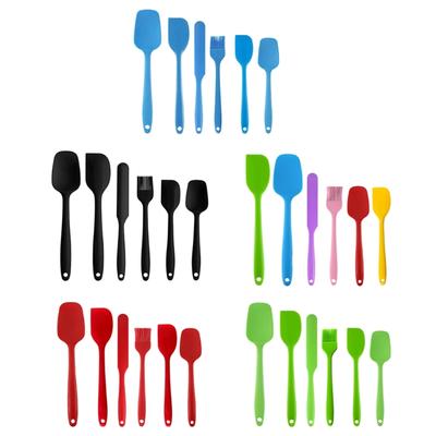 6 Stück Silikon-Misch-Butterkratzer mit Ölpinsel zum Kochen, Rühren, Backen