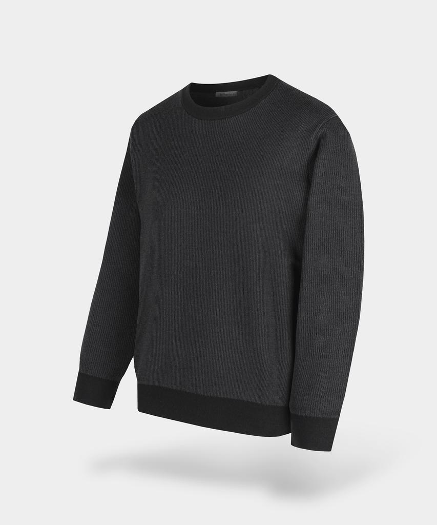 BIRBANTE Soft Washable Two-Tone Round Knit - Black