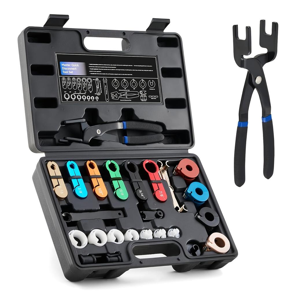 26pcs Fuel Line Disconnect Tool Set with Fuel and AC Disconnect Pliers - Master Quick Disconnect Tool for AC Fuel Line System