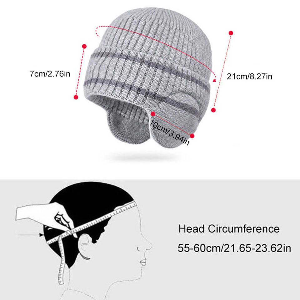 Loogdeel Unisex Winter Knitted Cap Windproof Velvet Warm Ear Protection Padded Wool Hat for Outdoor