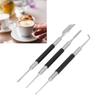 3PCS Set Stainless Steel Latte Art Needle Spoon & Lance Espresso Latte Tools  Latte Art