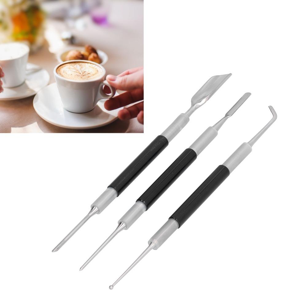 3PCS Set Stainless Steel Latte Art Needle Spoon & Lance Espresso Latte Tools Latte Art