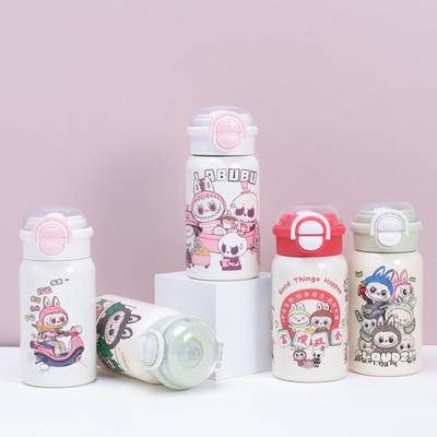 Cute Girl Portable Straw Children's Water Cup 316 Stainless Steel Labu Thermos Cup Mengqu