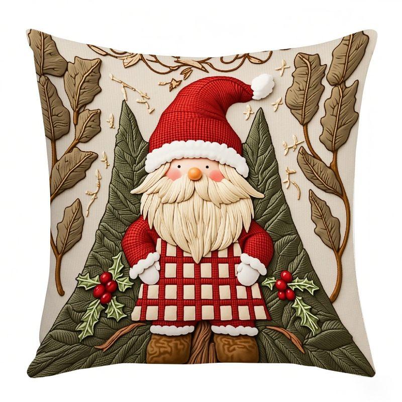 VIKAMA Faux Embroidery Christmas Pillow Cover Deer Santa Gnome Snowman Sleigh Cabin Cushion Case For Living Room Sofa Home Decor