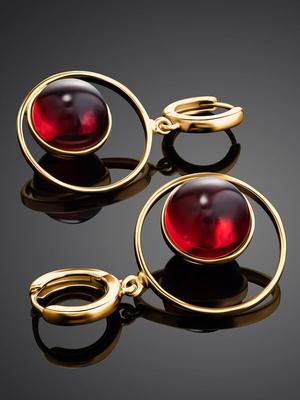 Boucles d'oreilles He Cheng Cercle Rétro Grenat Imitation - Design Pendant Tendance pour Femmes