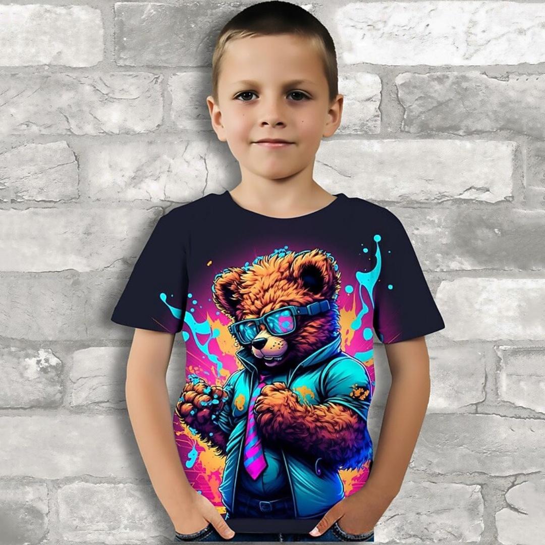 Kids Boys T-Shirt Cool Animal 3D Print Kids Clothes Short Sleeve Children Top Summer T-Shirt Boys T-Shirts Casual Child T-Shirt 100