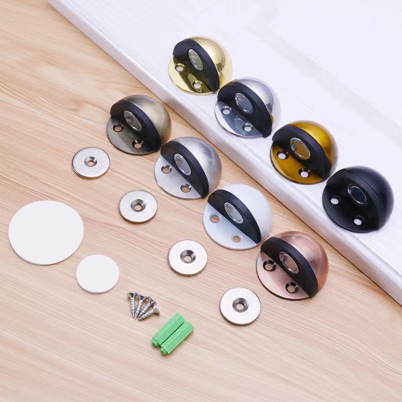Genuine Stainless Steel Magnetic Door Stopper with Rubber Semi-Circular Anti-Collision Design