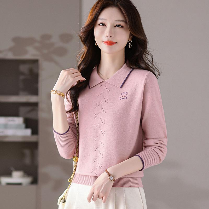 Women's V-Neck Knitted Sweater - 2025 New Autumn/Winter Style, Long Sleeve Solid Color Base Shirt