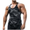 Gilet mimetico senza maniche con scollo a U da uomo, top sportivo da fitness