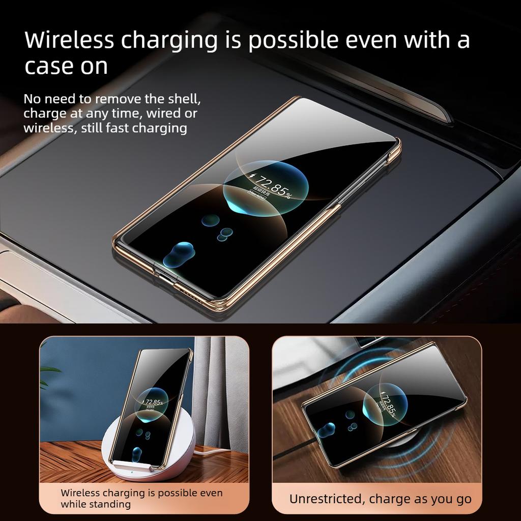 Premium Dragon Scale Cowhide Leather Phone Case for Huawei Mate X7 X5 X3 MateX6 Hinge Protection Ring Bracket Magnetic Cover