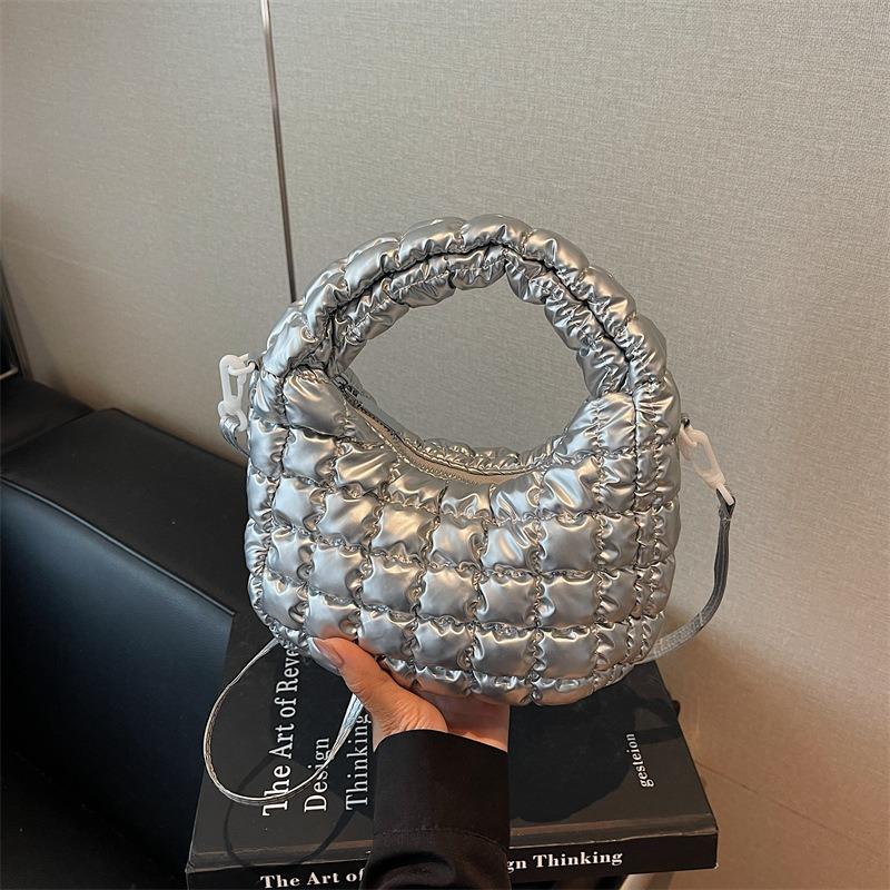 Cotton bag women's summer new fashion niche design messenger bag portable plaid dumpling bag