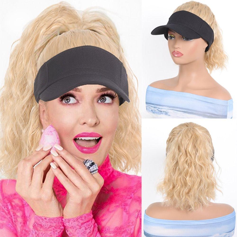 Baseball Cap Ponytail Curly Hair With Cap Hollow Top Summer Sunshade Cap Wig  Travel