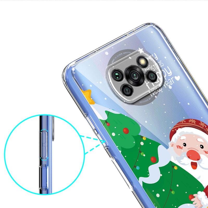 Case For Xiaomi Mi Poco X3 NFC 11 Lite M3 10T 9T 12 Redmi Note 10 9 9S 8 8T 7 Soft Clear Phone Cover Snowman Christmas