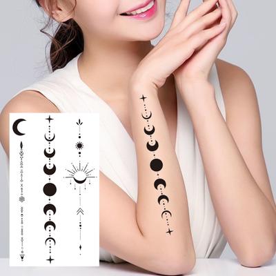 Yousheng 1 foglio impermeabile tatuaggio temporaneo modello luna tatuaggio adesivo facile da applicare ingredienti a base vegetale tatuaggi finti di lunga durata body art