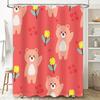 Soft and Colorful Shower Curtains with Cartoon Bears Design for Bathroom Decor Pink Floral Print Fabric Curtain Set (Size: 180cm