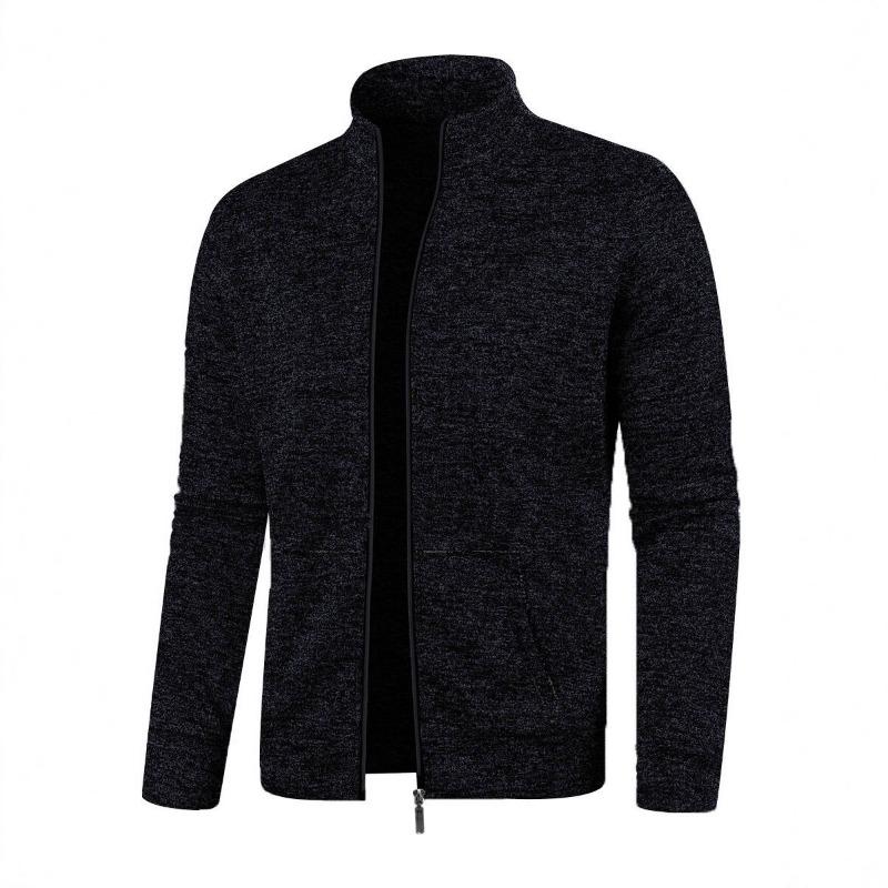Herbst und Winter Herren Langer Reißverschluss Strickpullover Ärmel Dünner Samt Trendiges Top Pullover Jacke