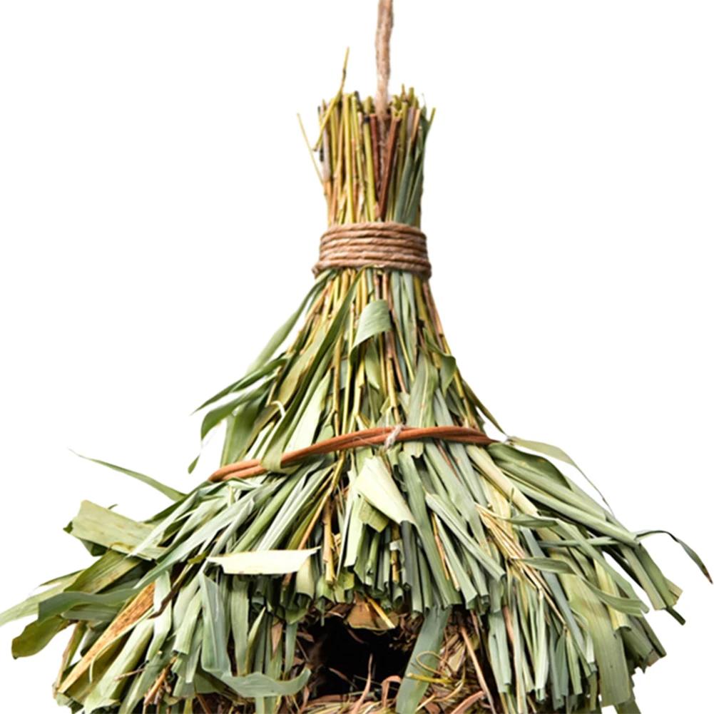 Bird Cage Ventilated Natural Grass Bird House Comfortable Resting Place Weaved Hanging Parrot Nest Houses Outdoor Decoration